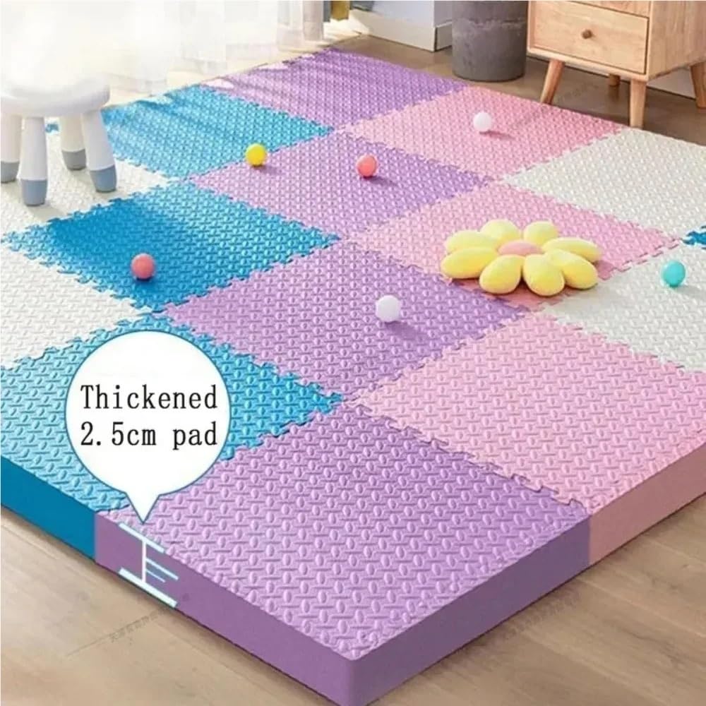 10 Stück 2,5 cm Schaumstoff-Krabbelmatte, Schaumstofffliesen, Schaumstoff-Puzzle, ineinander greifende Spielmatte, geeignet zur Bodendekoration(Red-Yellow)