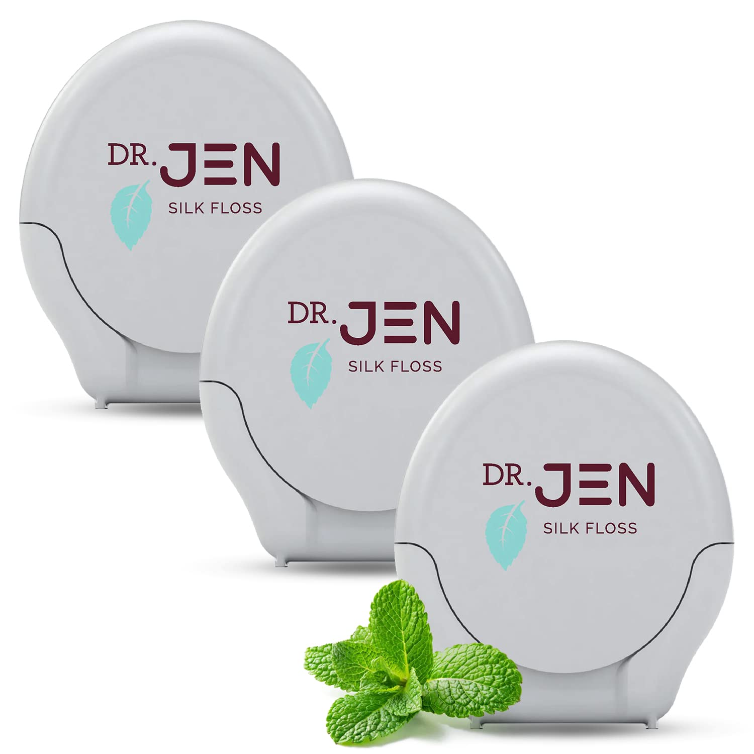 Dr Jen Natural Dental Floss Mint Nano-Hydroxyapatite Xylitol 100 Italian Silk Plastic Free Non Toxic Dentist Designed Gentle