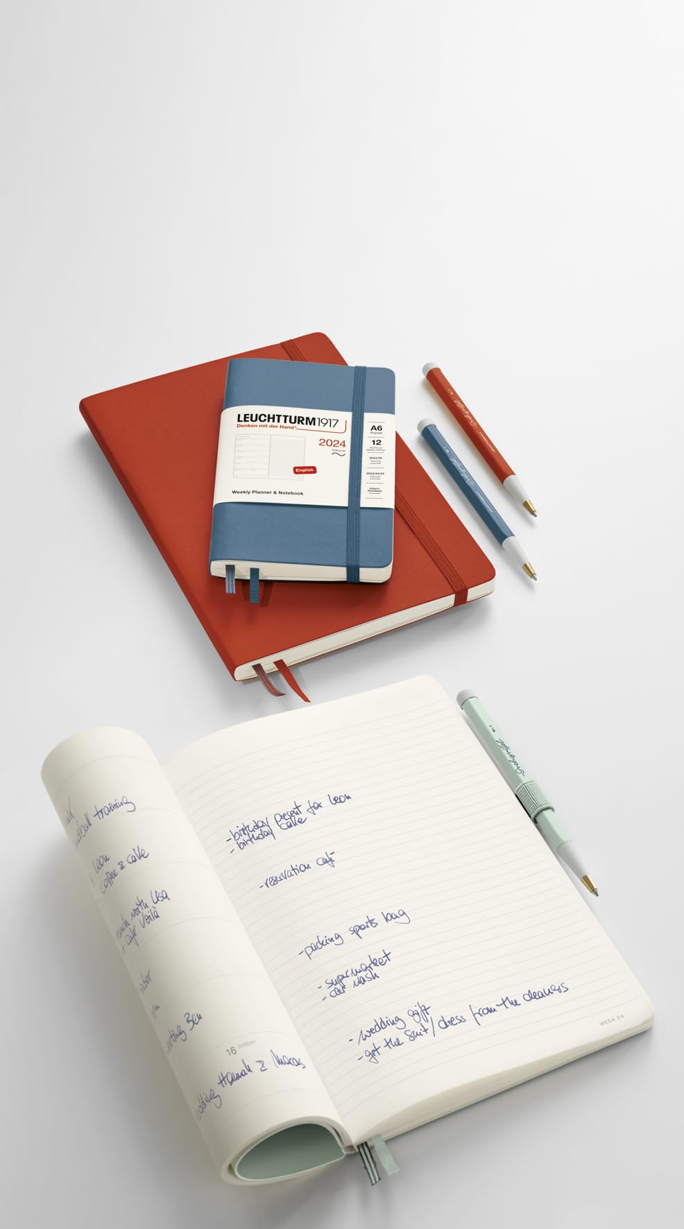 LEUCHTTURM1917 367770 Weekly Calendar & Notebook Softcover Medium (A5) 2024, 12 Months, Light Grey, English - Image 3