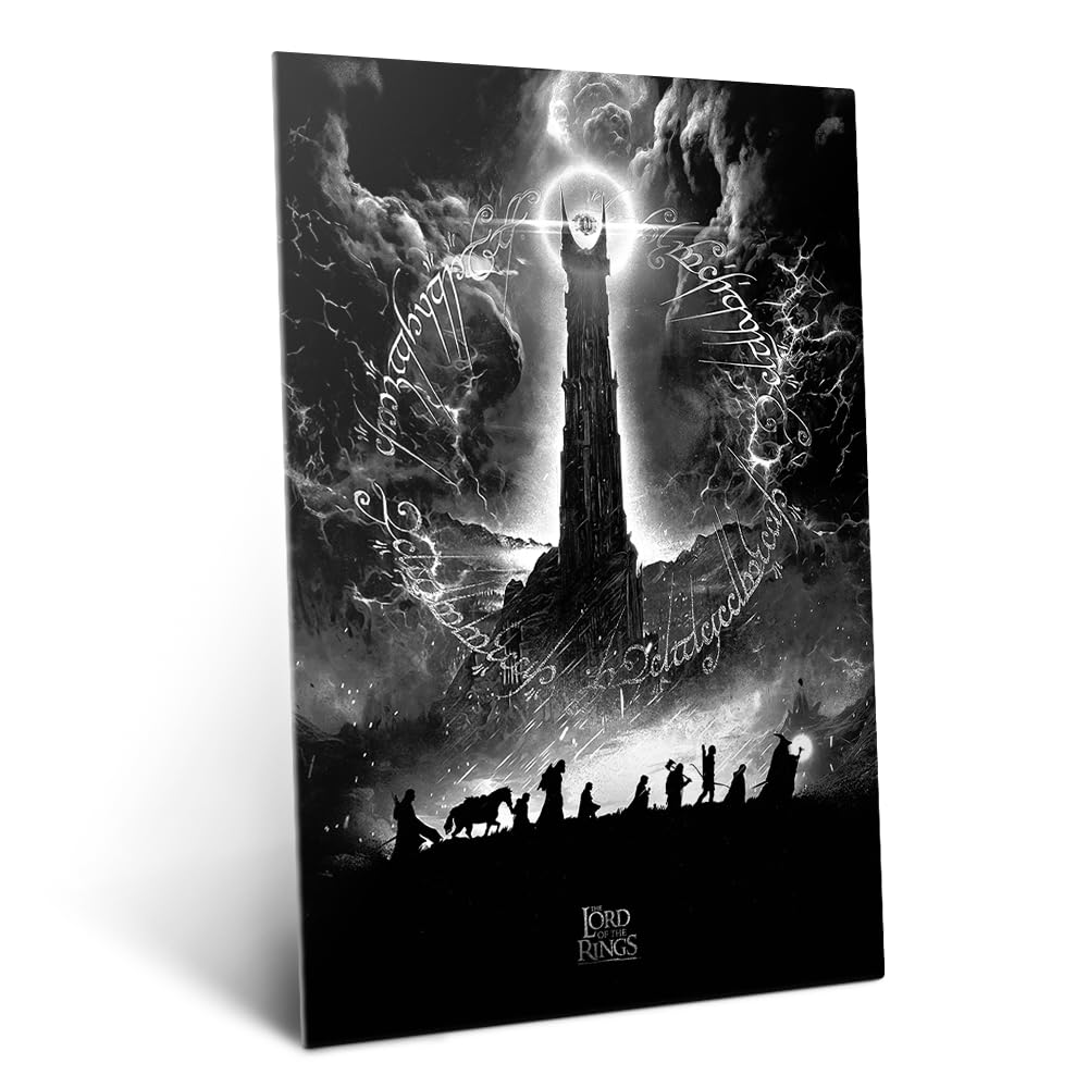 Displate - Poster in metallo - Middle Earth - The Lord of the Rings Alternative Posters - One to Rule Them All B&W - Dimensione L - 67,5 x 48 cm Matt