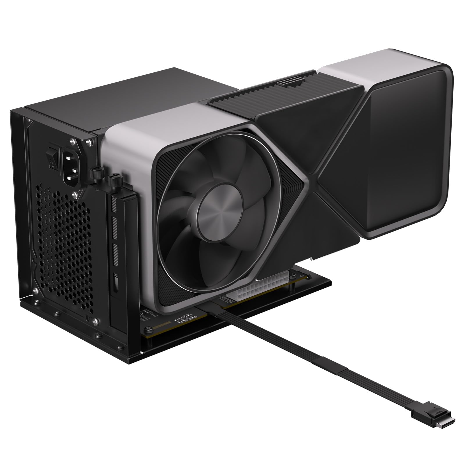 RGEEK OCuLink eGPU Dock PCIe 5.0 X4 128Gbps per scheda grafica esterna eGPU | Cavo in alluminio da SFF-8612 a PCIe x16, SFF-8611 4i, 50 cm, custodia GPU, retrocompatibile 4.0/3.0, per laptop NUC Mini PC