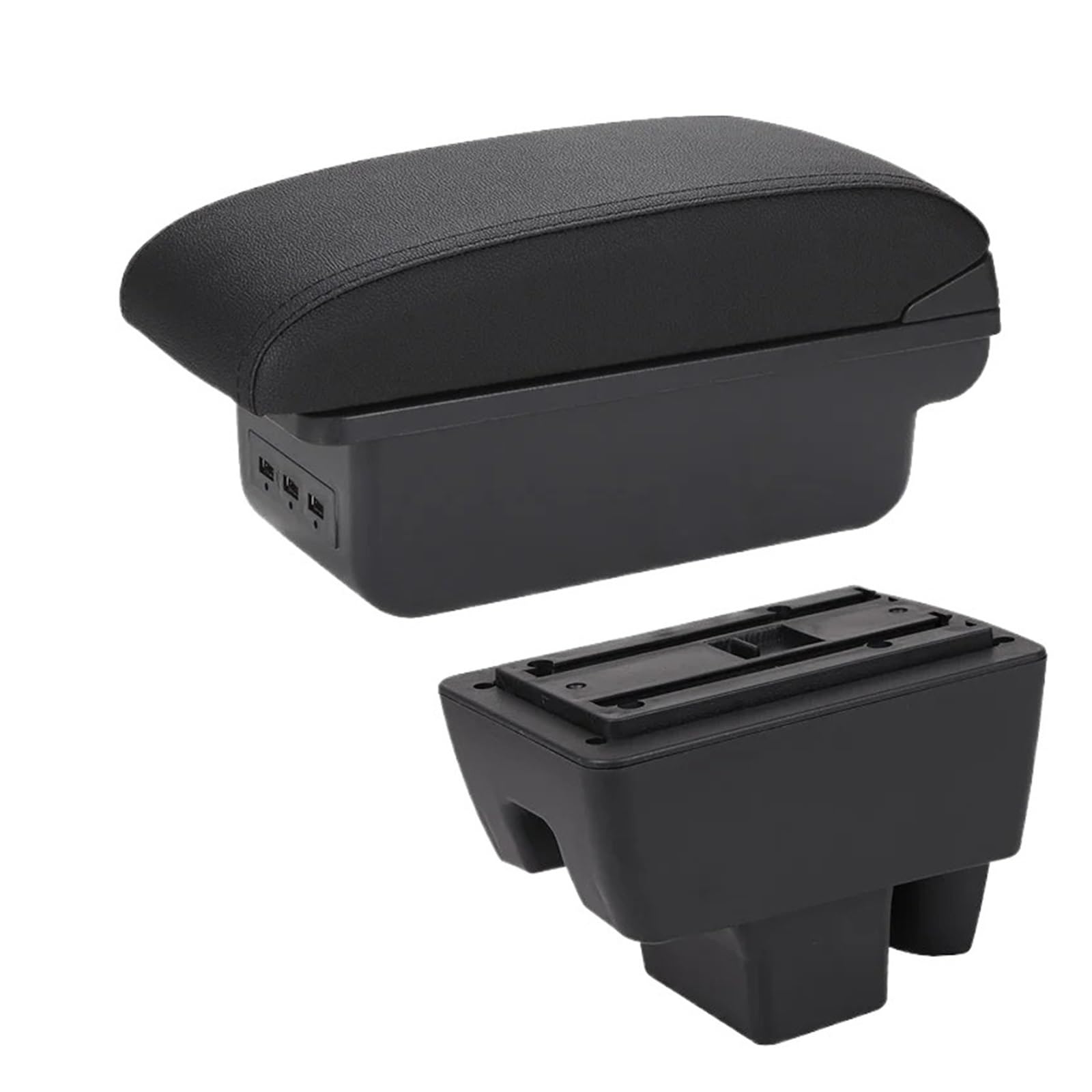 Ggwqoops Car Armrests For Skoda For RAPID 2020 2021 Car Armrest Box Accessories Interior Details Storage Armrest Box(B2 Black line 3USB)