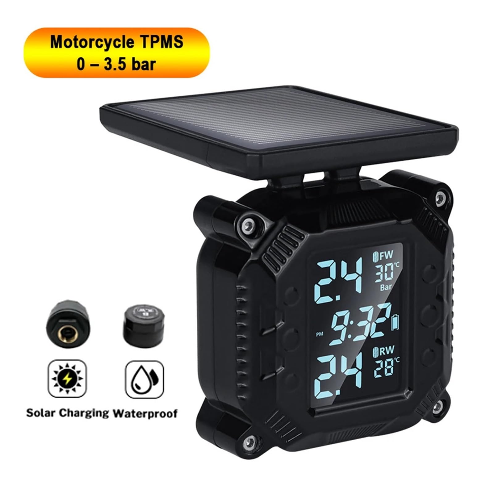 Sensor de Presión de Neumáticos Monitoreo Presión Neumáticos TPMS para Motocicletas Y Scooters para 2 Sensores Externos