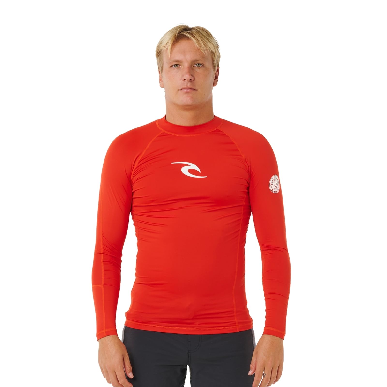 RIP CURL 2026 Mens Waves UPF Performance Long Sleeve Rash Vest - Lava Red