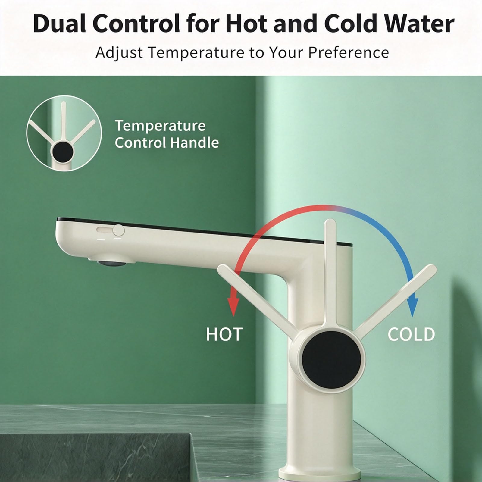 Miscelatore Per Lavabo Con Display Digitale A Led, Acqua Calda E Fredda (Chrome finish)