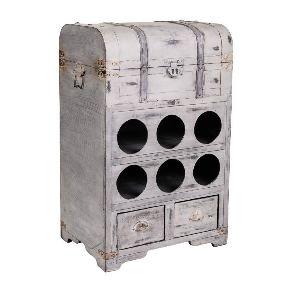 Meuble range-bouteille en bois et coffre bas pour des apéritifs conviviaux