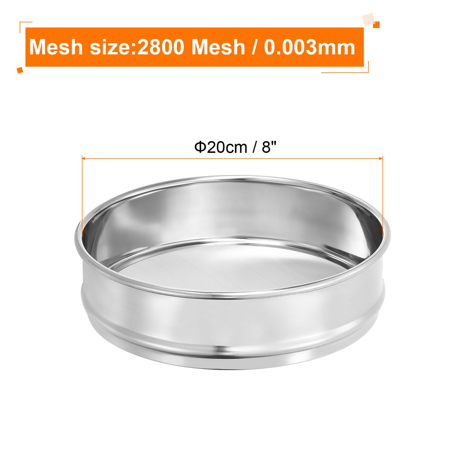 PATIKIL 2800 Mesh Laborsieb, 8" Durchmesser Testsieb 304 Edelstahlgewebe (0,003mm) für industrielles Labor