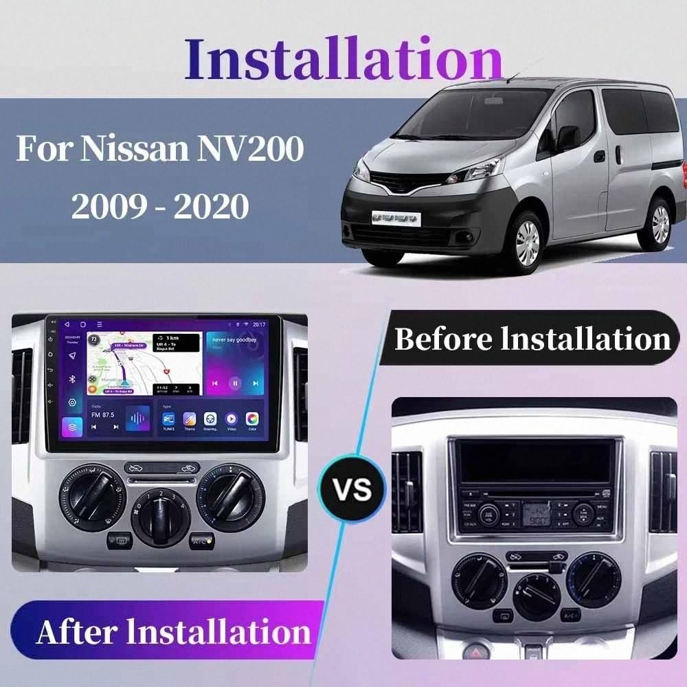 Radio Macchina Touch Screen per Nissan NV200 2009-2020 Wireless Carplay Android Auto Stereo Auto Bluetooth Ips con Pantalla Táctil con Gps, 8 Nucleo 8G+256G