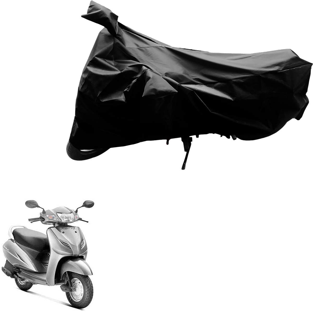 Vocado Black Bike Body Cover with Mirror Pocket for Honda Activa 3g