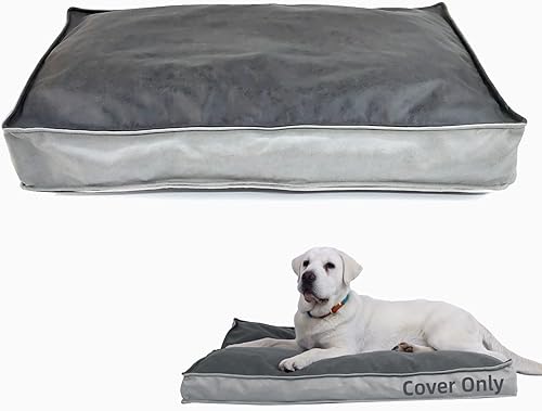 LYUND Fundas de cama para perro de repuesto, lavables, resistentes a los arañazos, de piel sintética suave, con cremallera, 48 pulgadas de largo x