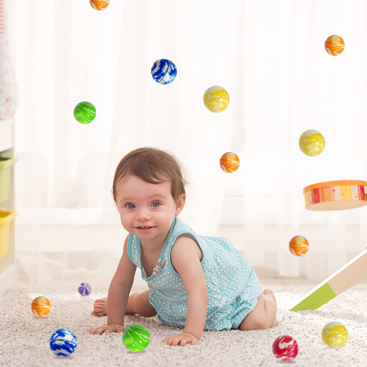 30 Balles Rebondissantes En Caoutchouc - 25 Mm - Multicolores - Pour Enfants Et Jeux