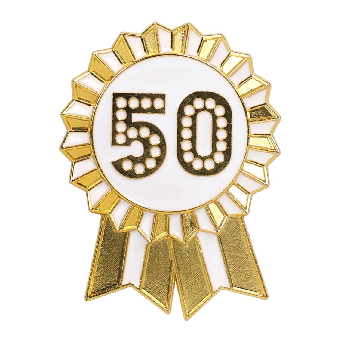 Talking Tables 50th Birthday Badge Enamel Gold Birthday Rosette - Reusable Metal Pin, Elegant Happy Badge for Him or Her for Adults Milestone Party Accessories, Keepsake Memento, 4.5cm Size