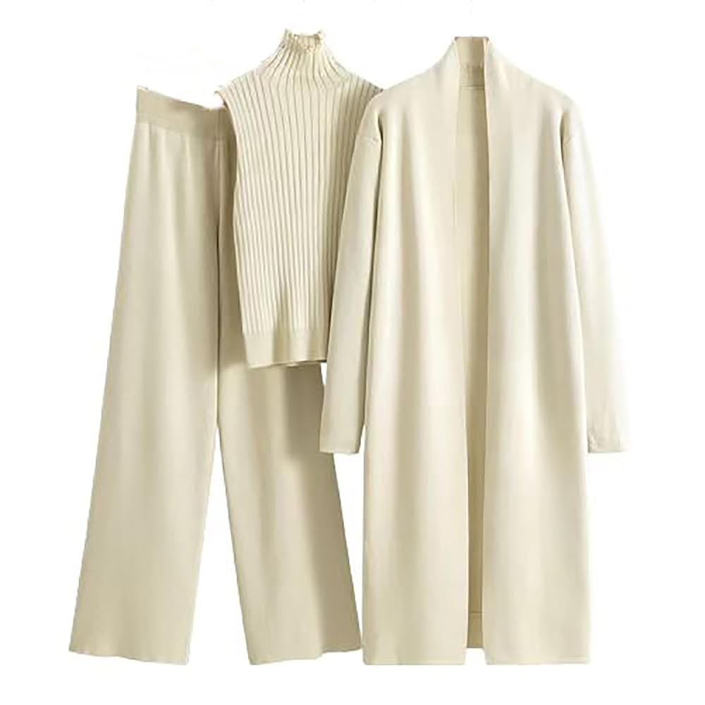 トップス LONG SLLEVE LOUNGE CARDIGAN 3 Women's 3 Piece Knit Lounge Set Long Sleeve Cardigan