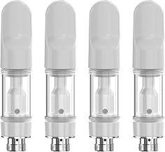4 Pack 510 Ceramic Cartridge 0.5ml Cubic Zirconia Oil Channel Metal Free Standard Thread 510 Suitable for High Viscosity Compatible Oils (White)