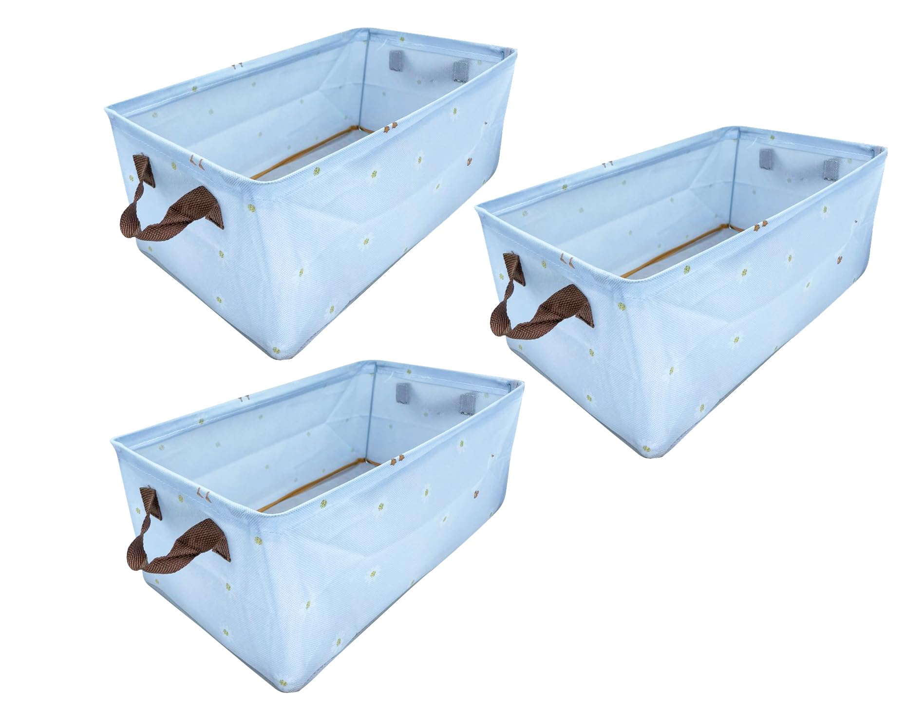 House of Quirk 3pcs Store Wardrobe Organizer For Clothes With Metal Fram Foldable Storage Box, Clothing Storage Boxes For Pants, Shirt, Sweaters, Jeans, Socks (Blue Duck)