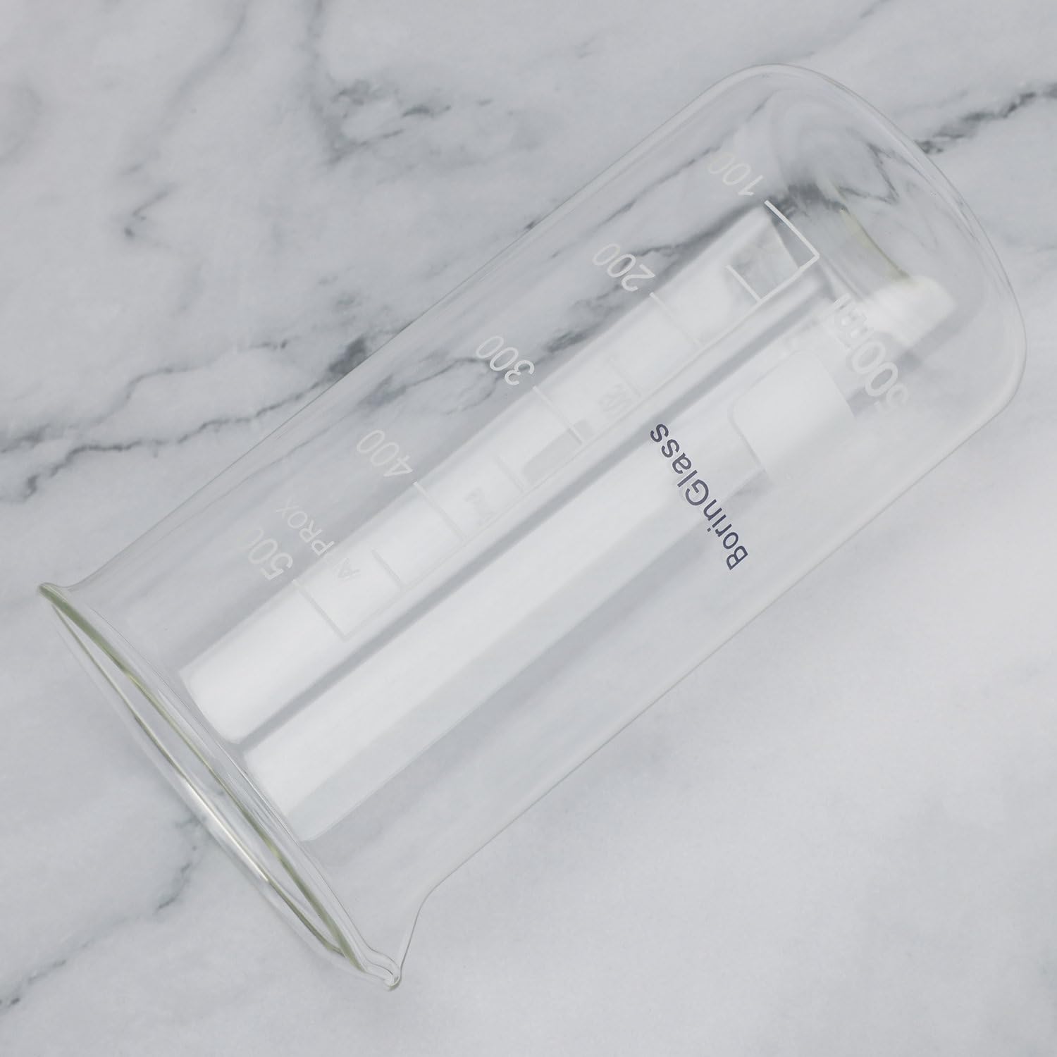 BorinGlass Becker da Laboratorio Alto in Vetro Borosilicato ad Alta Resistenza con Becco Versatore - 1 Pezzo da 500 ml Graduato