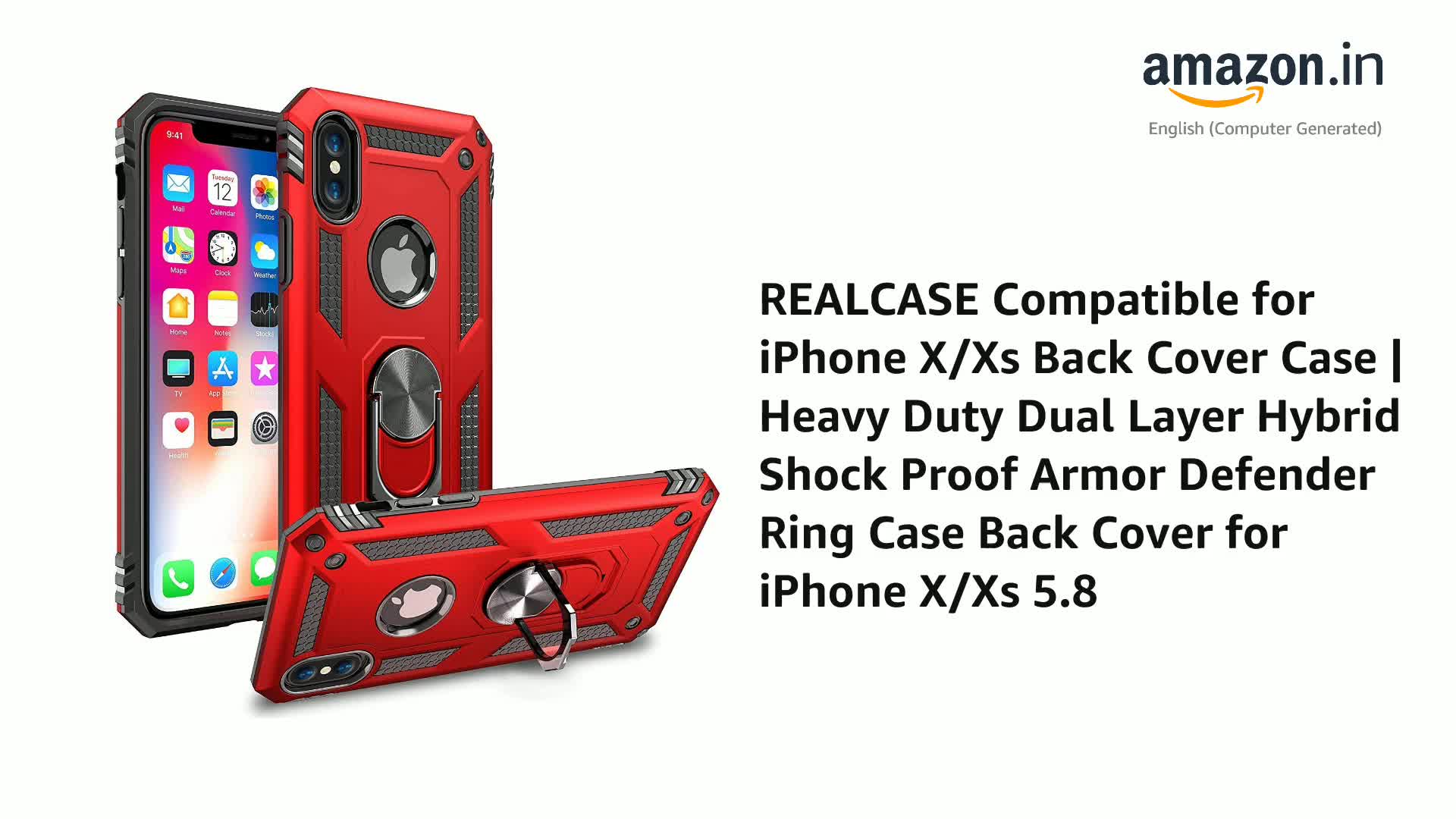 REALCASE iPhone X/Xs Back Cover Case | Heavy Duty Dual Layer