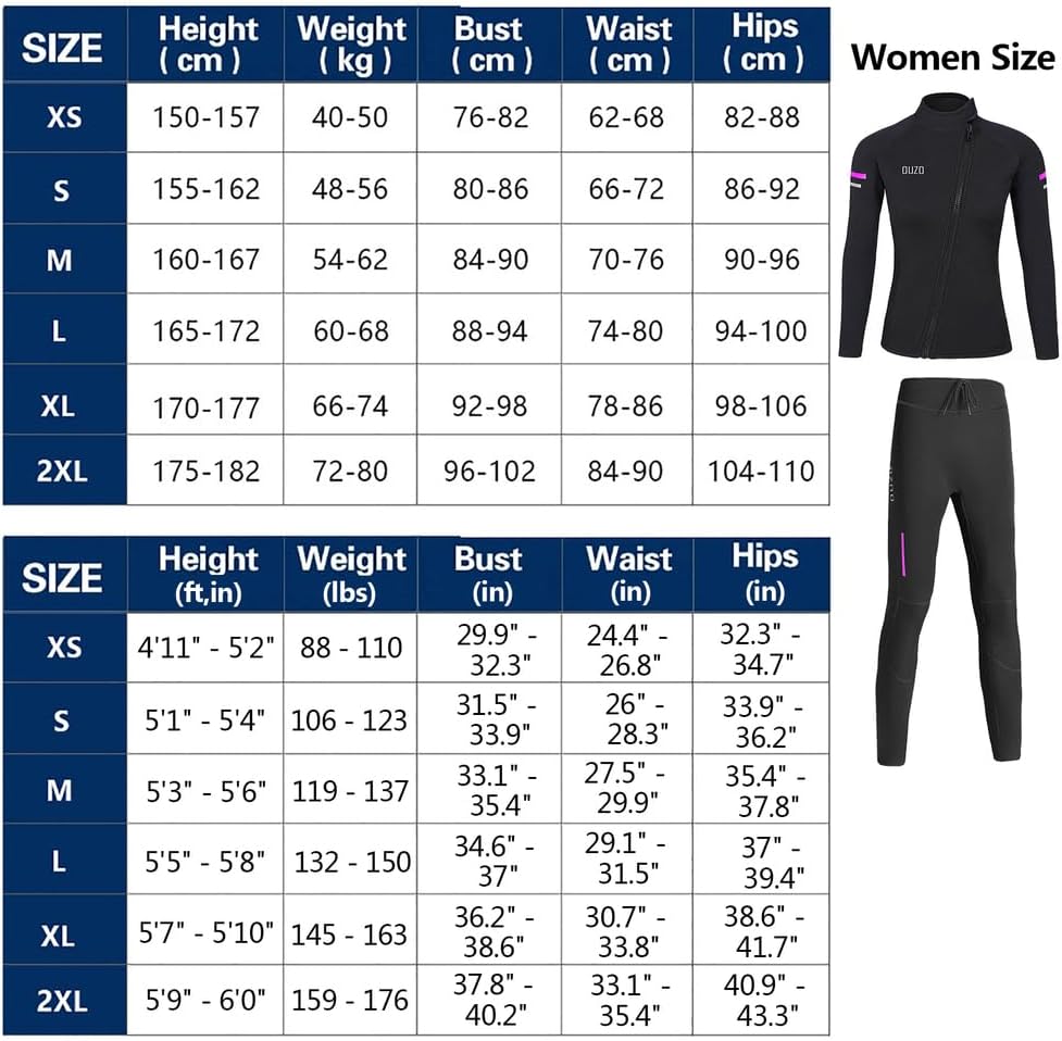 WYYHAA 1.5MM Neoprene Two Piece Wetsuit, Neoprene Surfing Bodyboarding Diving Suit for Men Women Snorkeling Scuba Diving