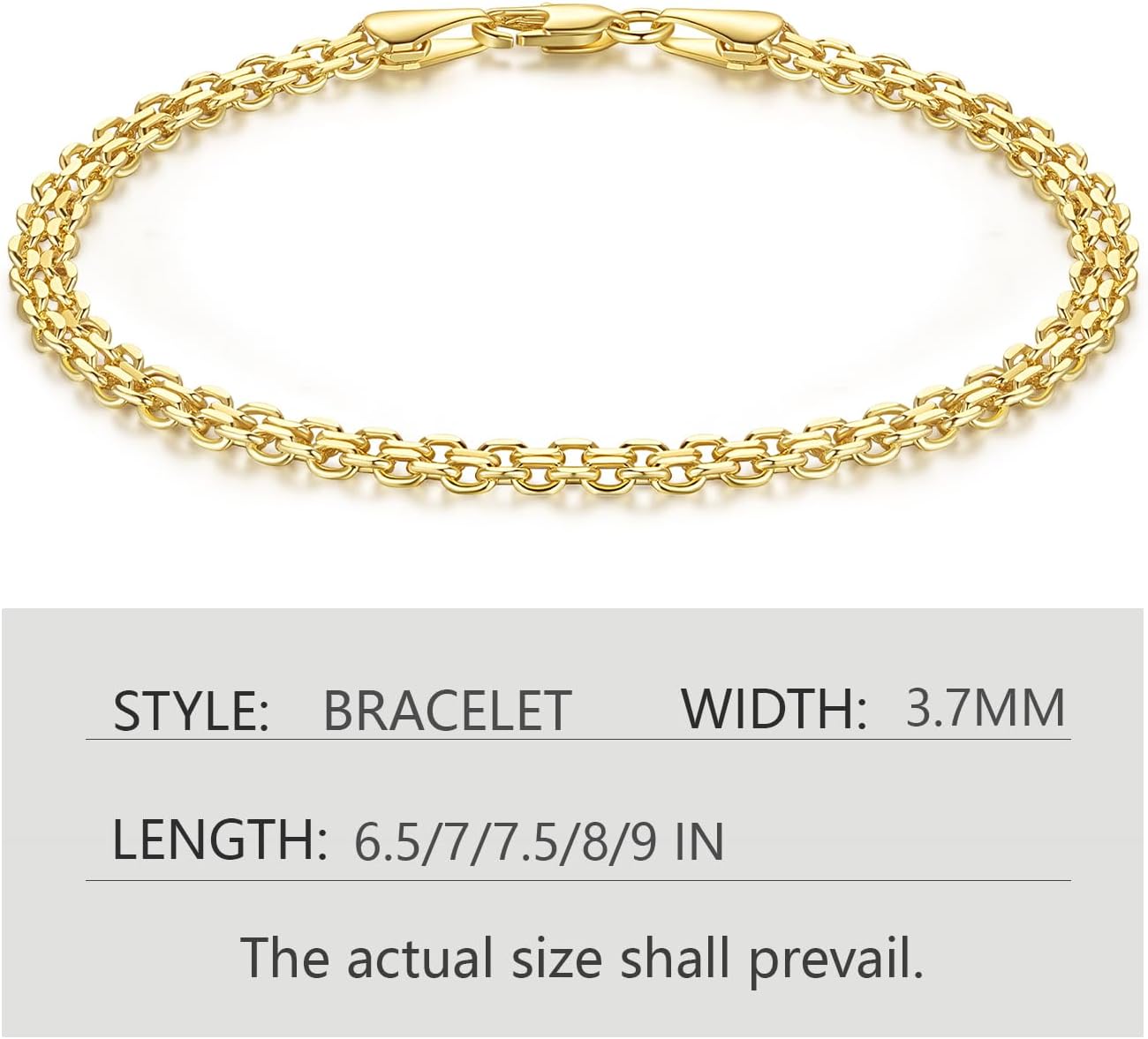 14K Gold Plated Bracelets for Womens Bracelet Mens 14K Gold Plated Chain Bracelet Cuban Link Chain Stackable Bracelets for women 6.5-9in - Image 7