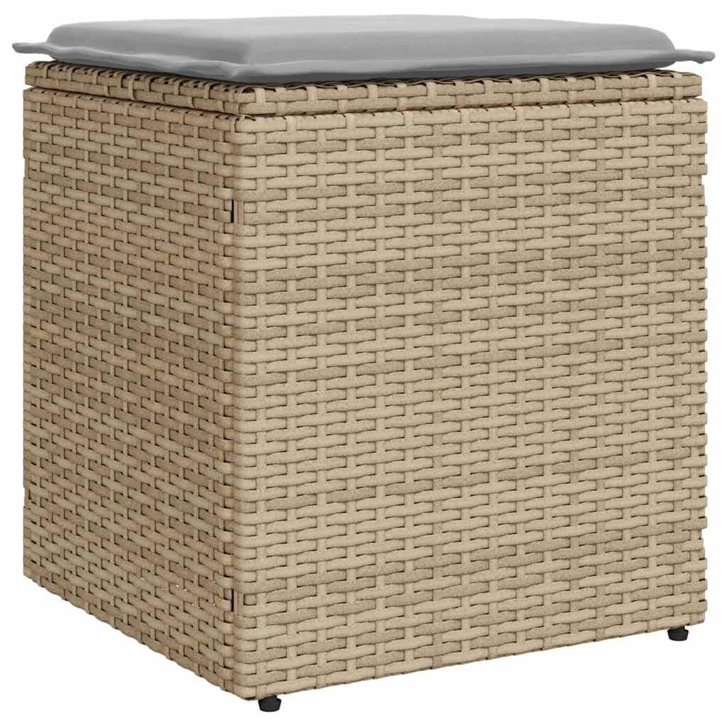 vidaXL Taburetes de Jardín con Cojines 2 uds Beige 40x40x43 cm al Aire Libre