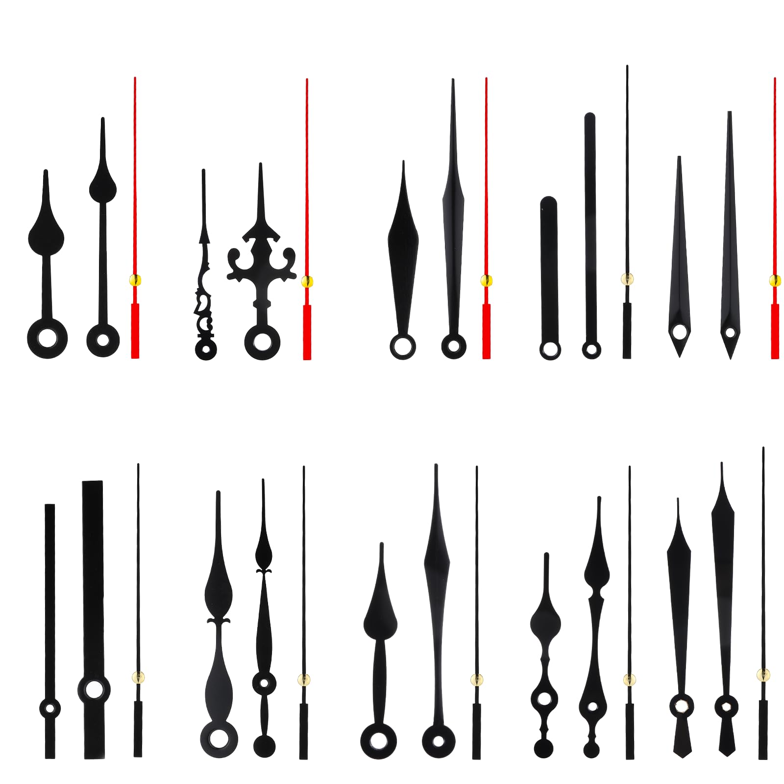 10 Styles Clock Hands Only Made of Aluminum Black DIY Movements Parts Non Ticking Hands Long and Short Shaft with Different Pairs of Hand DIY Clock Repair Parts for Clocks Repair-image-12