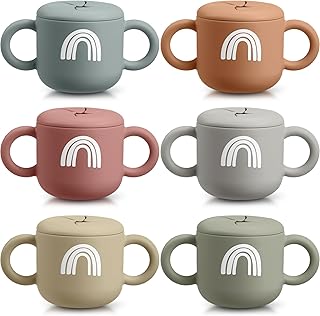 Didaey 6 Pack Toddlers Snack Cups Spill Proof Snack Cups for Kids Baby Silicone Snack Cup Snack Container for Toddler over 6 Months Baby Snack Cups with No Slip Handles