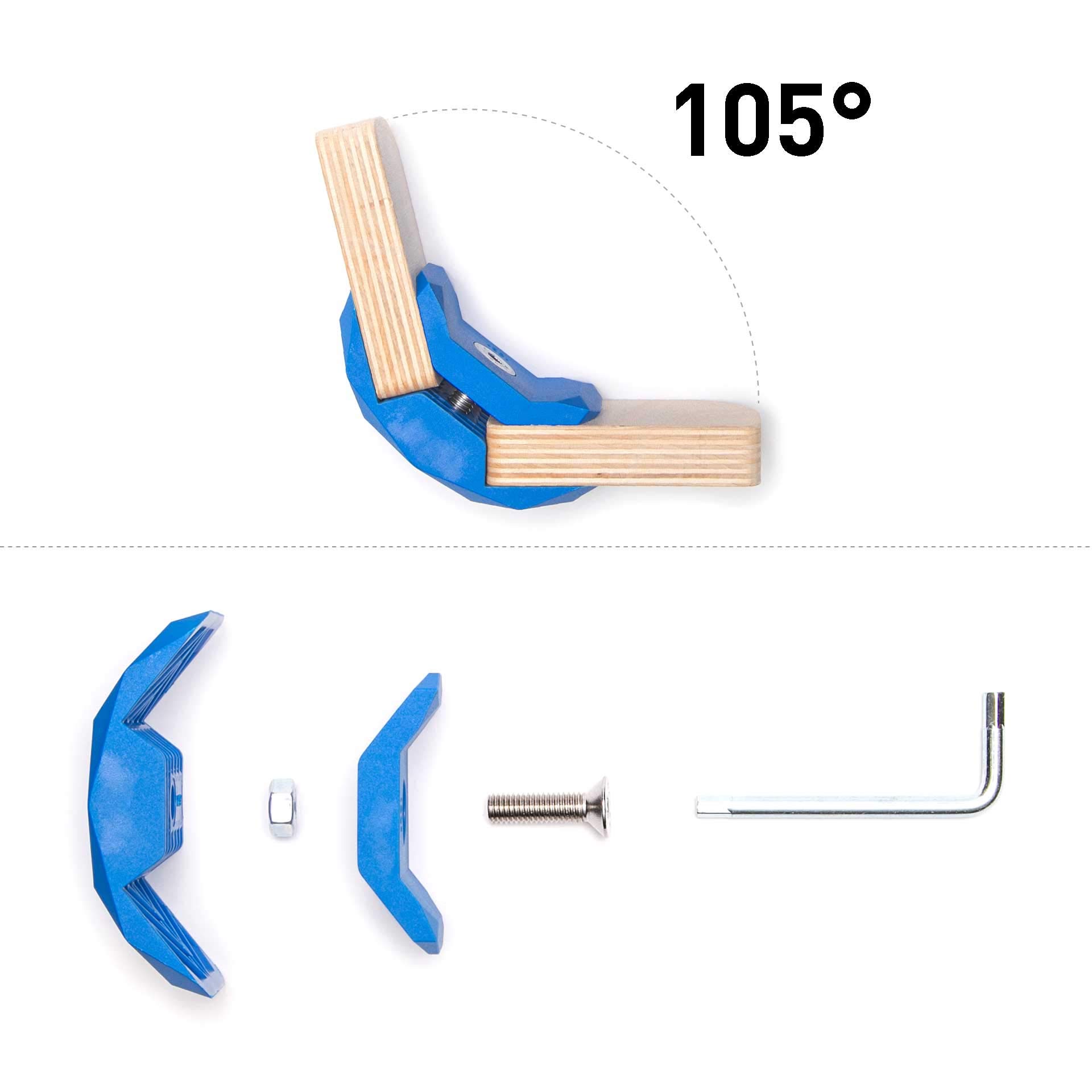 Playwood 105-Degree Connector for Tool- Free Furniture Assembly - Blue