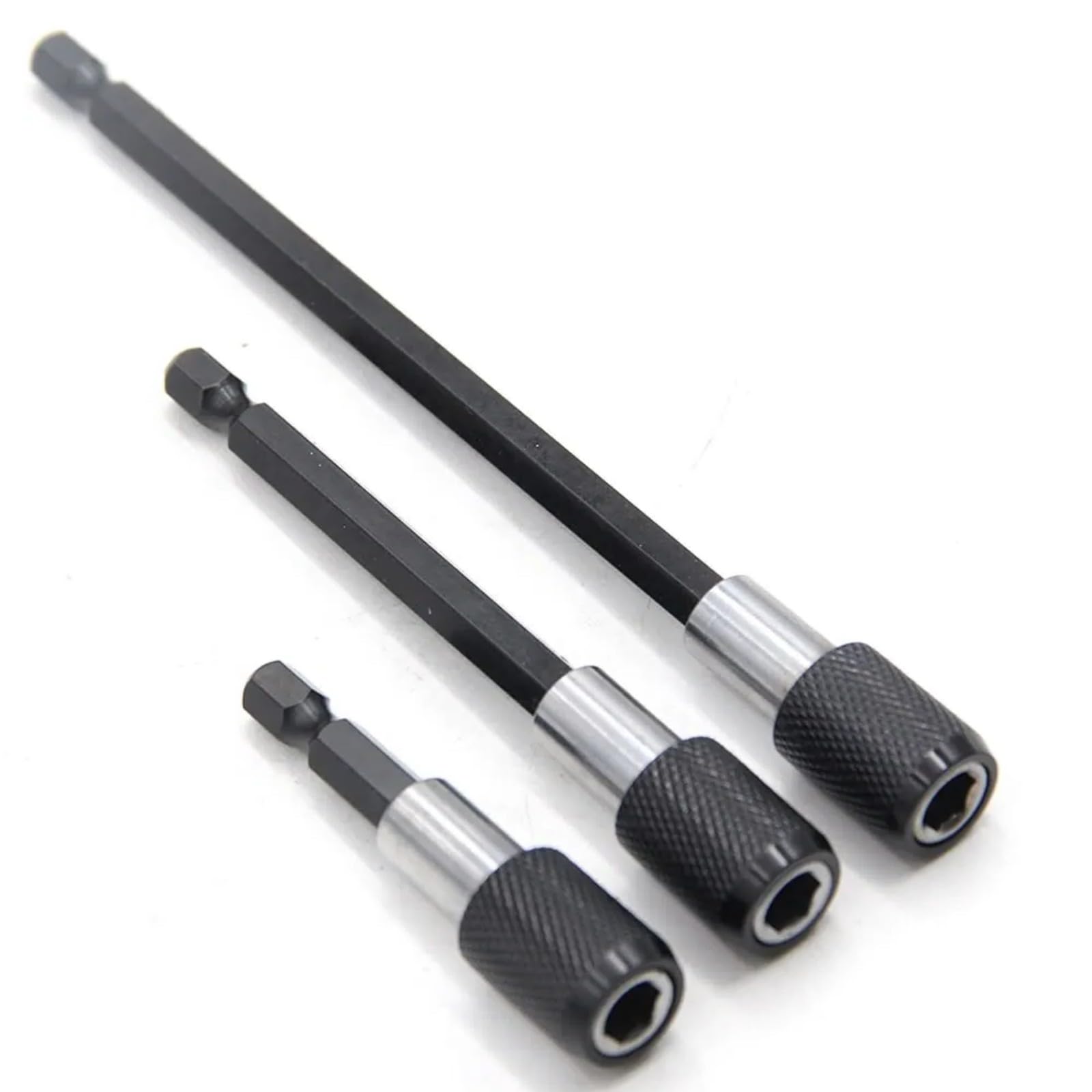 of 3 Quickly Release SelfLocking Drill Bit Holder Extension Rod Ideal for Home Professional Application Long Last Steel Tool