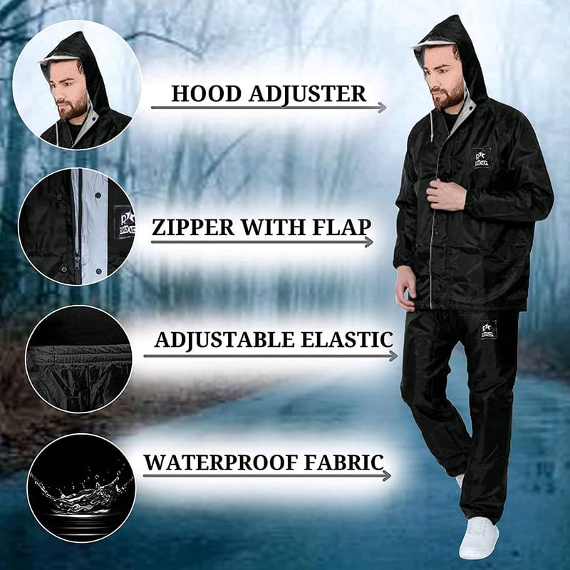 Image of Premium Brand Rain Coat for Men's & Women(Rain Coat for Men Waterproof for Bike Raincoat for Men with Hood. Set of Top and Bottom. Classic Series