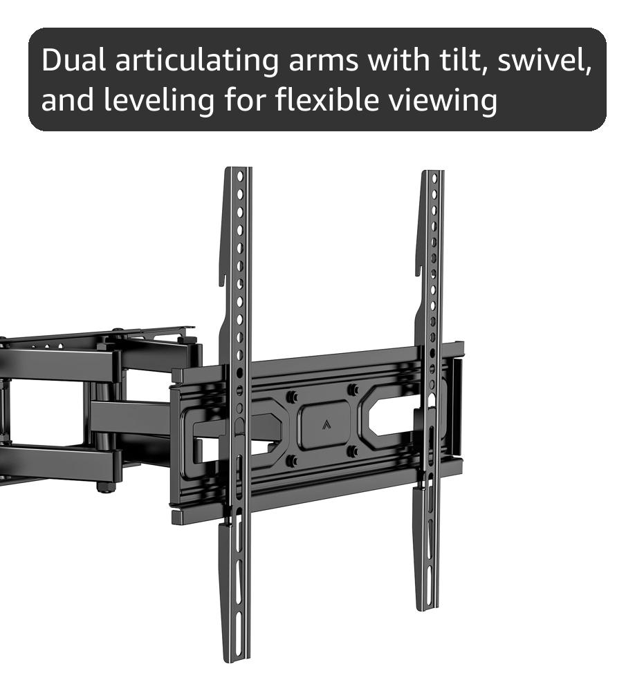 WALI Full Motion TV Wall Mount for 32–70 Inch TVs – Dual Articulating Mount with Swivel, Tilt & Extension | VESA up to 400x400mm | Fits 12/16" Wood Studs | Holds Up to 88 lbs