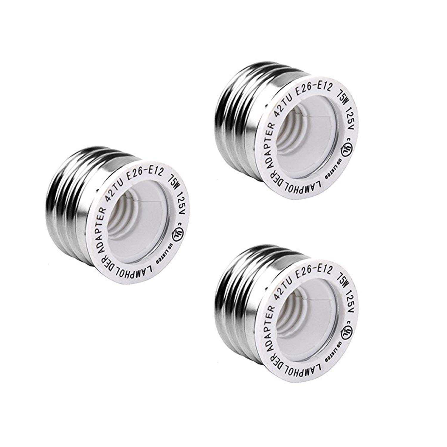 Superdream UL-Listed E26/E27 to E12 Adapter, Heat-Resistant, Anti-Burning, No Fire Hazard, 3-Pack