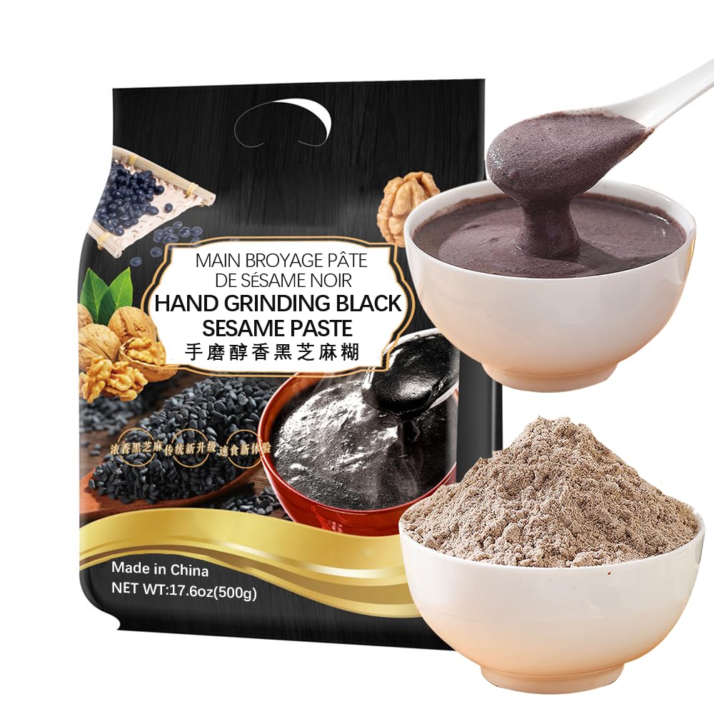SIJIYUNLI-Hand Grinding Black Sesame Paste 500g/17.63oz Breakfast, black sesame sauce, sesame powder