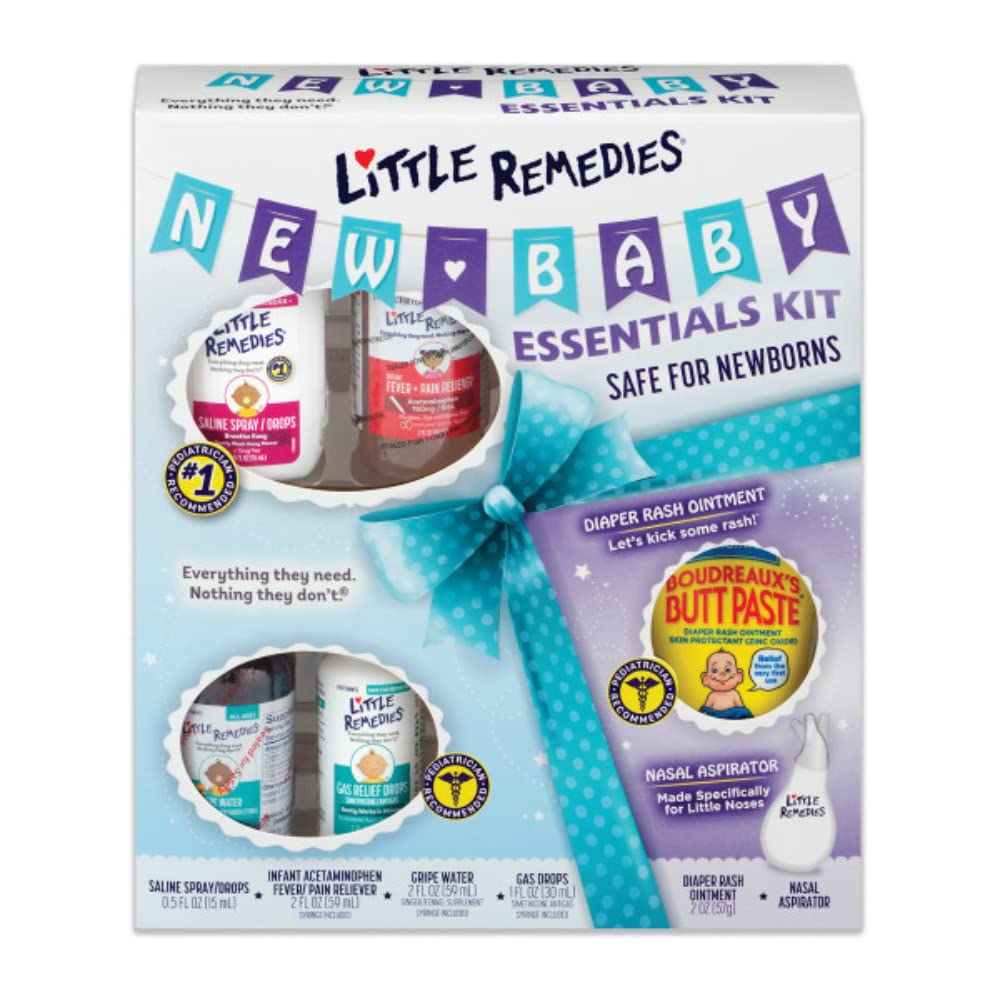 Little Remedies New Baby Essentials Kit, 6 Piece Kit for Baby's Nose and Tummy (Pack of 1)