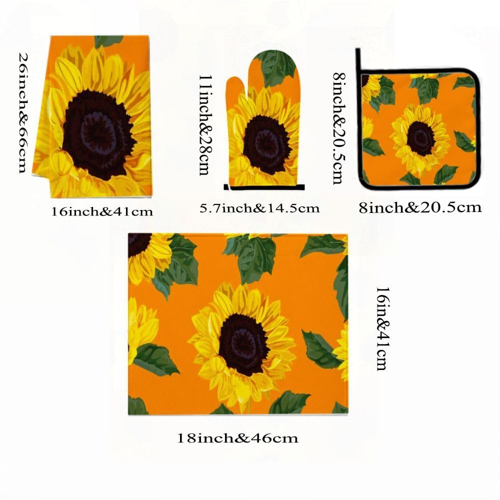 9PCS Girasole Luminoso 3 Cucina Decor e Accessori Set