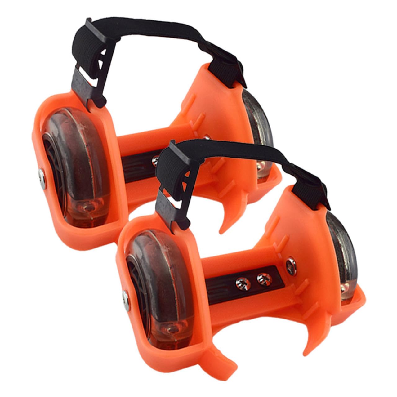 NOLITOY Adjustable Heel Roller Skates with 3 Color Light Up LED Wheels Portable Clip On Skating Shoes for Kids Boys Girls Flashing Heel Wheels for Shoes Outdoor Play Equipment Orange