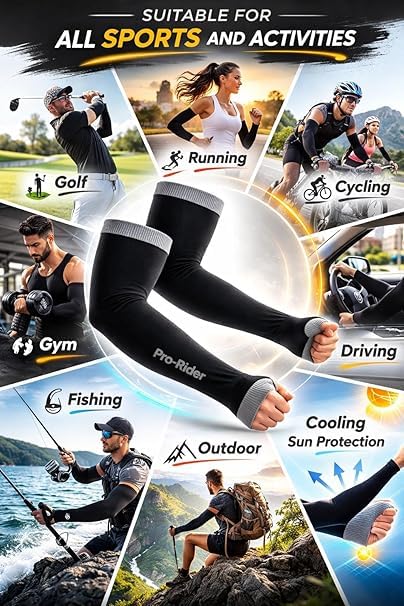 Image of Richmen Sun Protection Arm Sleeves for Men & Women UV Tan Protection Hand Gloves for Bike Cricket, Cycling, Running Golf, Outdoor Sports Arm Cover for Unisex Kids