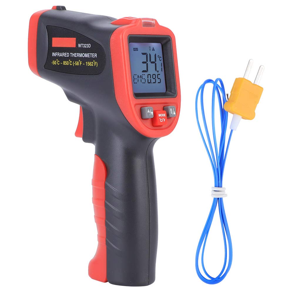 Termómetro infrarrojo digital portátil sin contacto WT323D - Dispositivo de medición de temperatura por infrarrojos con pantalla LCD en color y luz ultravioleta - Rango -50 a 850