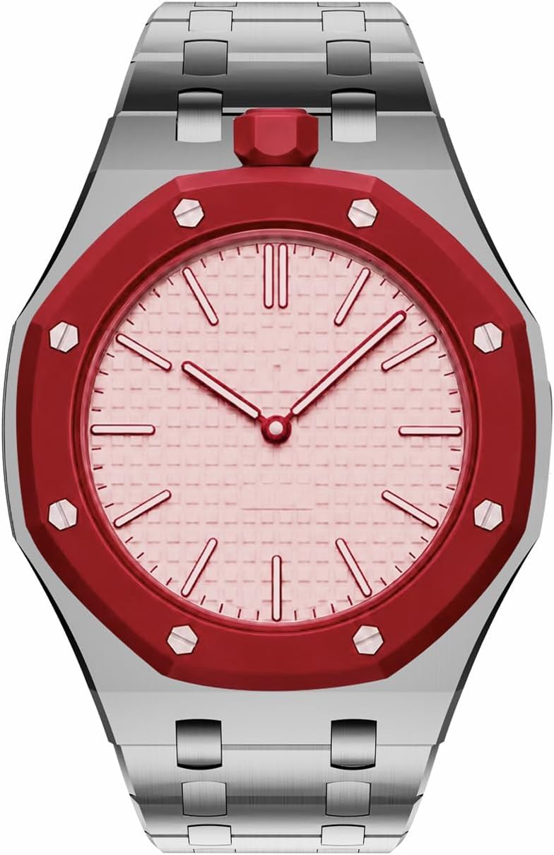 Cinturino in Metallo di Acciaio Inossidabile Compatibile con Swatch AP Royal Oak Pocket, Cinturino di Ricambio con Maglie Ottagonali Integrate per Corona da 3", Silver(12'Clock) Swatch Royal Pop