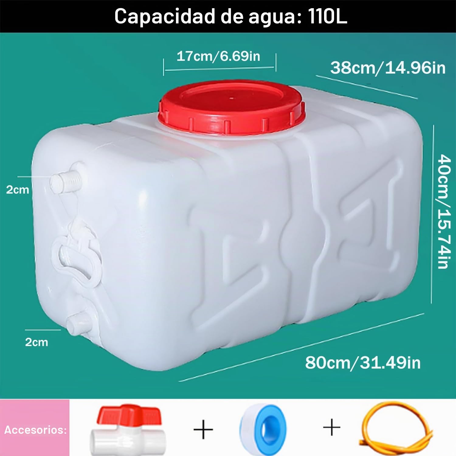 Contenedor de Agua Grande, Tanque de Agua de plástico de 100 l transportador de Agua para caravanas y campamentos con Grifo para Viajes, RV, Emergencia(Size:110L)