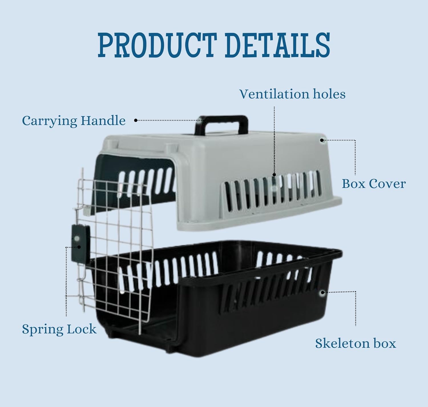 The Pets Company Heavy Duty Plastic Crate Portable Pet Travel Carrier Cage & Kennel House for Cats & Kittens - Pastel Purple (19" X 12" X 12") 4