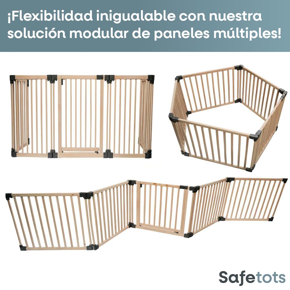 Safetots Barrera y parque de juegos de Paneles múltiples de Madera, Panel de extensión, Natural, Madera, 20cm, extensión para Barrera o parque de juegos