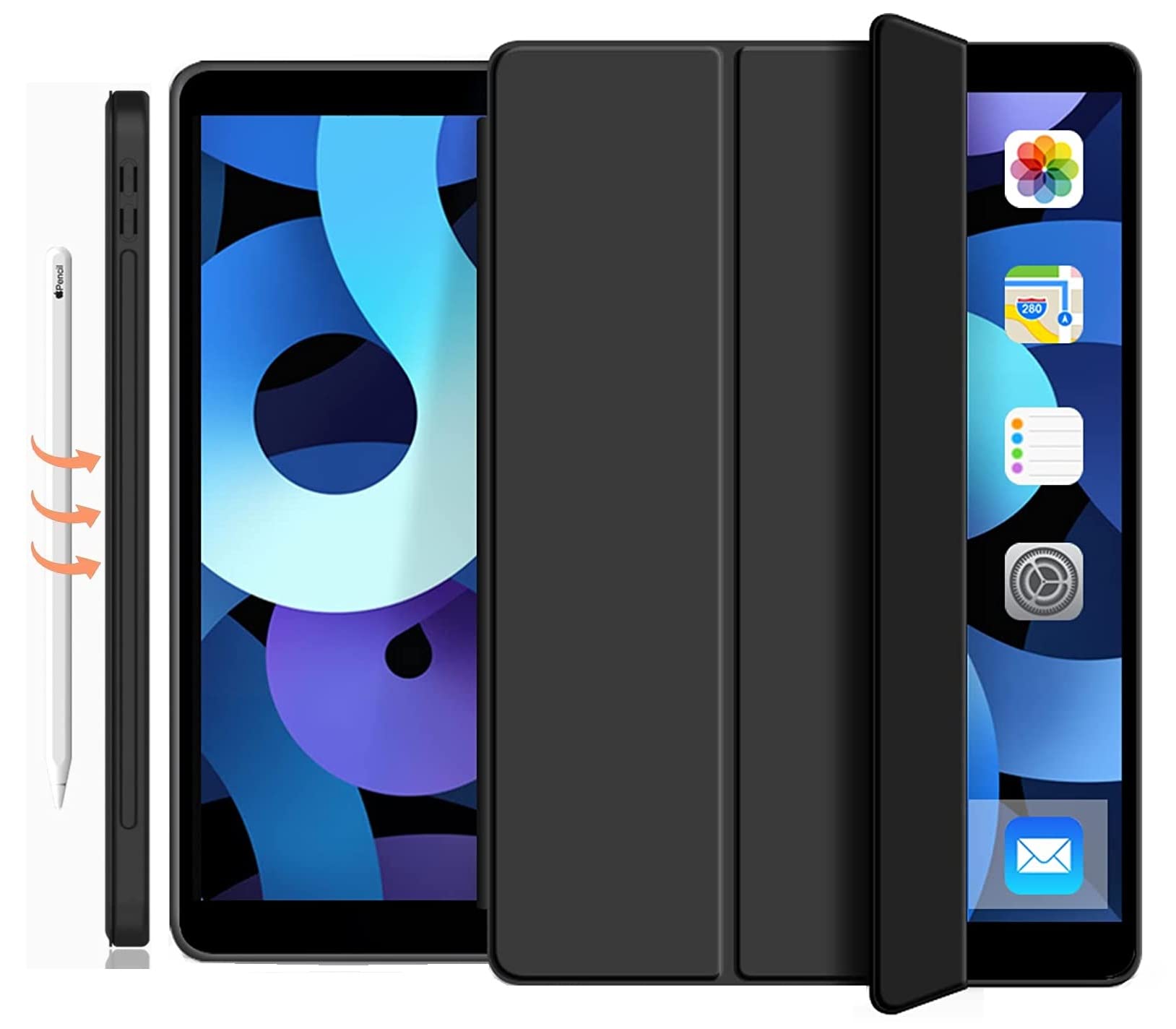 SwooK Case for 10.9 iPad Air 5 th/Air 4 th Generation Smart Soft TPU Back Shell Stand Flip Cover with Auto Wake/Sleep for iPad Air 10.9" 5th 4th Gen Case Cover (Black) (B09N7RMRQR) Amazon Price History, Amazon Price Tracker
