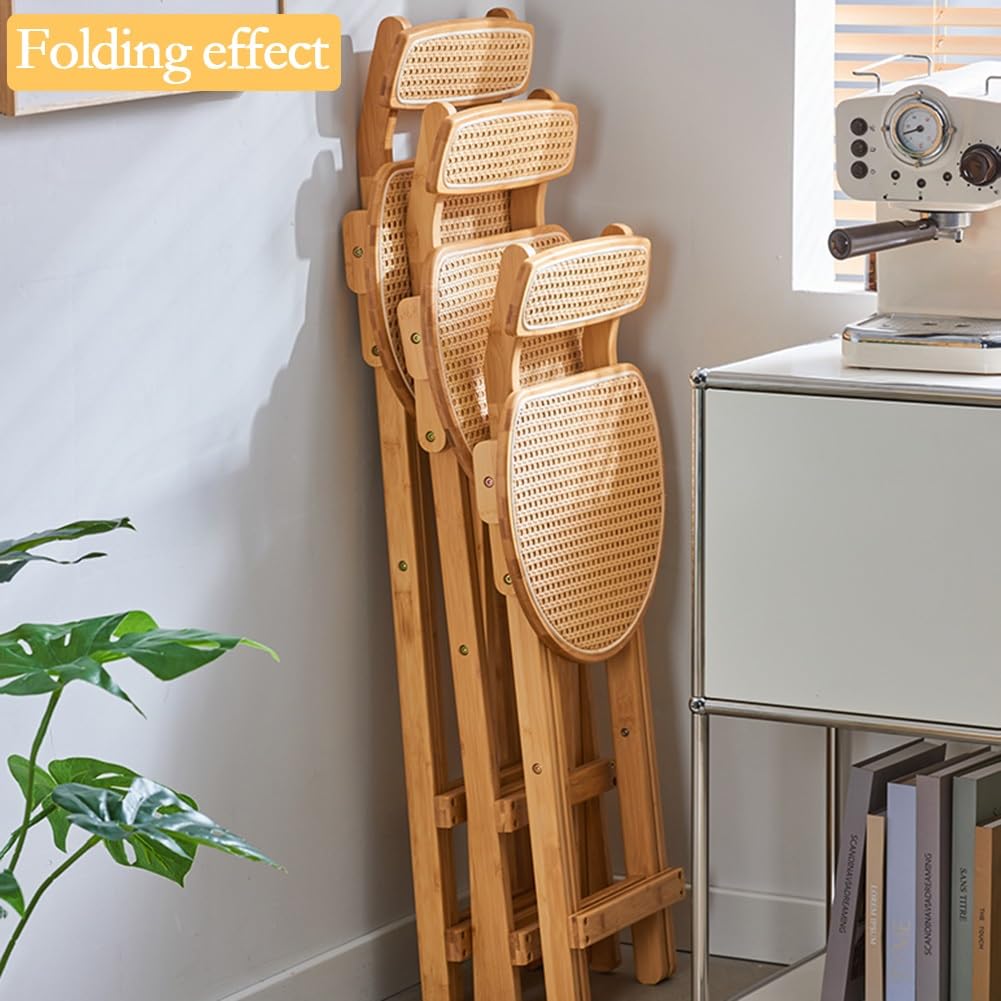 Składany Stołek Barowy z Naturalnego Bambus, Przenośne Składane Drewniane Krzesła, Stołek Kuchenny z Oparciem i Podnóżkiem do Domu, Kuchni i Śniadania (Size : Seat Height 61cm/24in)