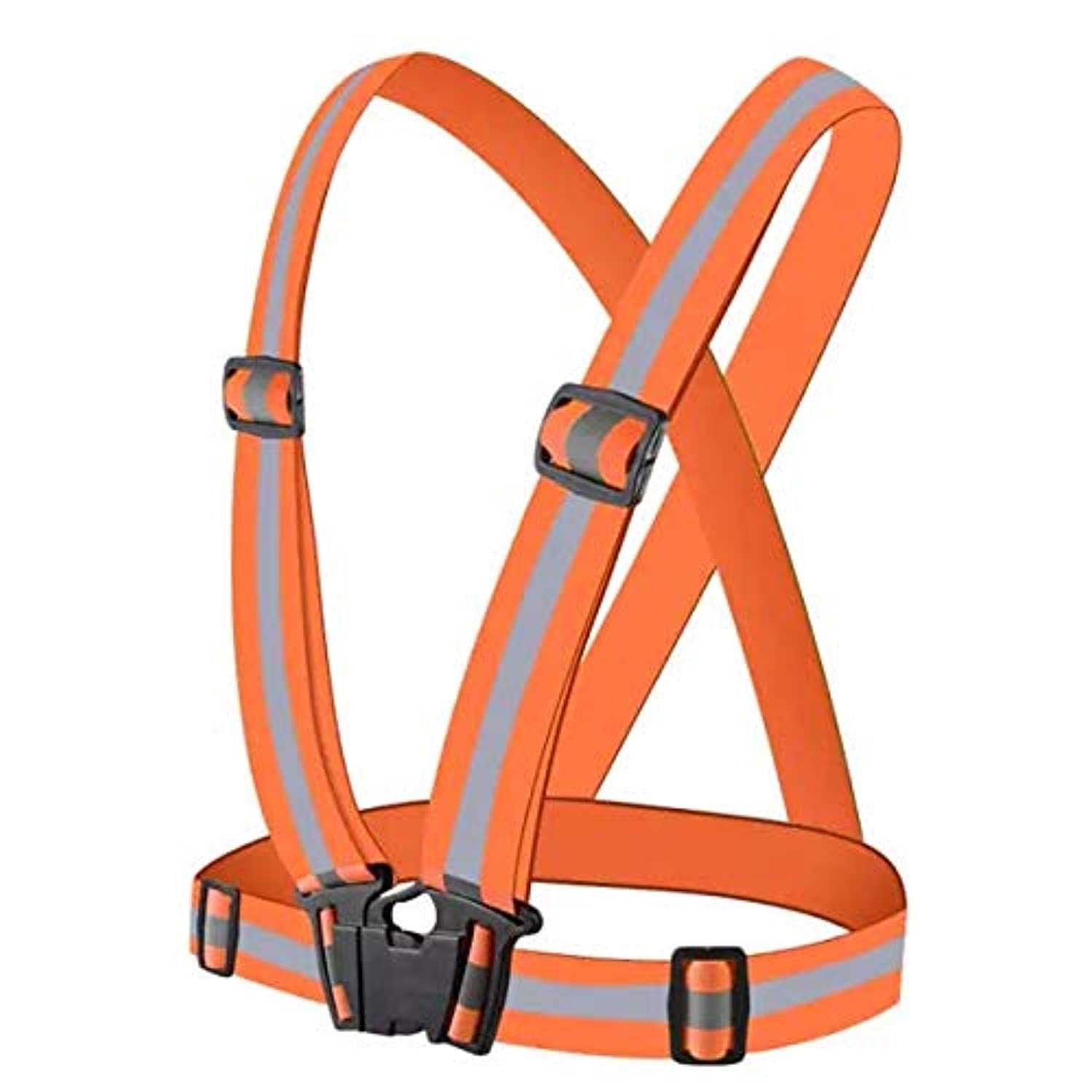 Showay Reflective Vest Running Gear - Safety Reflector Strap Bands - for High Visibility & safety Elastic Adjustable Belt for men and Women (Orange)