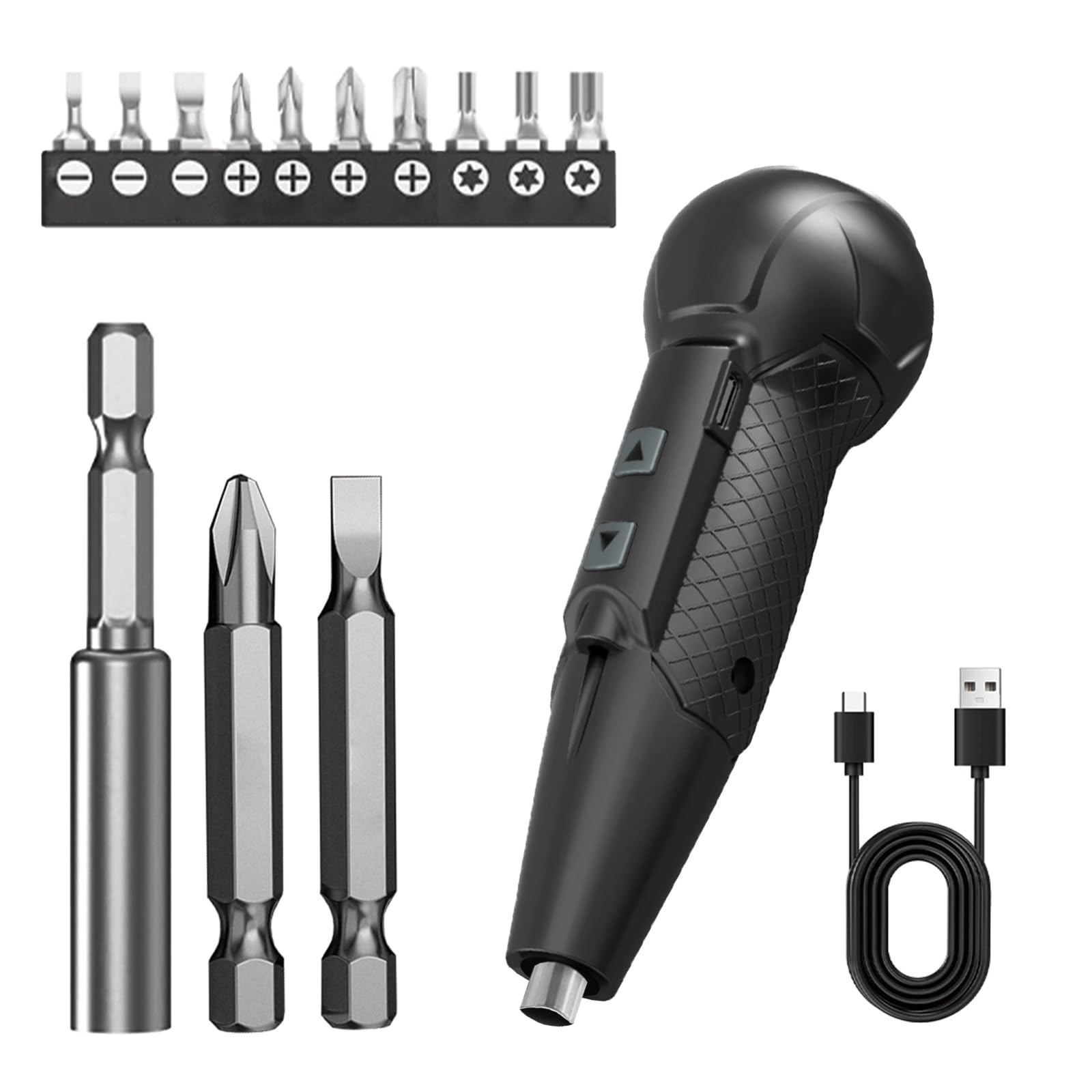 XLX 3.7V Cordless Electric Screwdriver Rechargeable portable Mini Rotary Home Gadget，Automatic Manual all in one with LED Light and USB- Type C