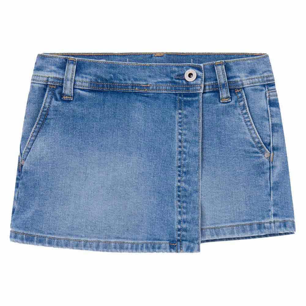 Pepe Jeans Girl's A-Line Skort Hw Jr Shorts, Blue (Denim), 8 Years