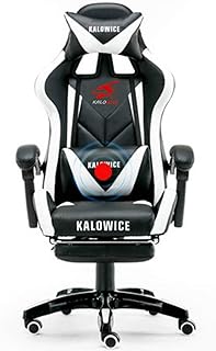 LERDBT Silla De Ordenador Profesional LOL Internet Cafés Silla De Carreras WCG Silla De Juego Silla De OficinaErgonómicaAjustable (Size:As Specification; Color:Black White)