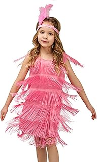 Vestido de baile para niñas, con lentejuelas, flecos, vestido de baile latino, borla, vestido de tango, vestido de salón de baile con diadema de plumas colorido
