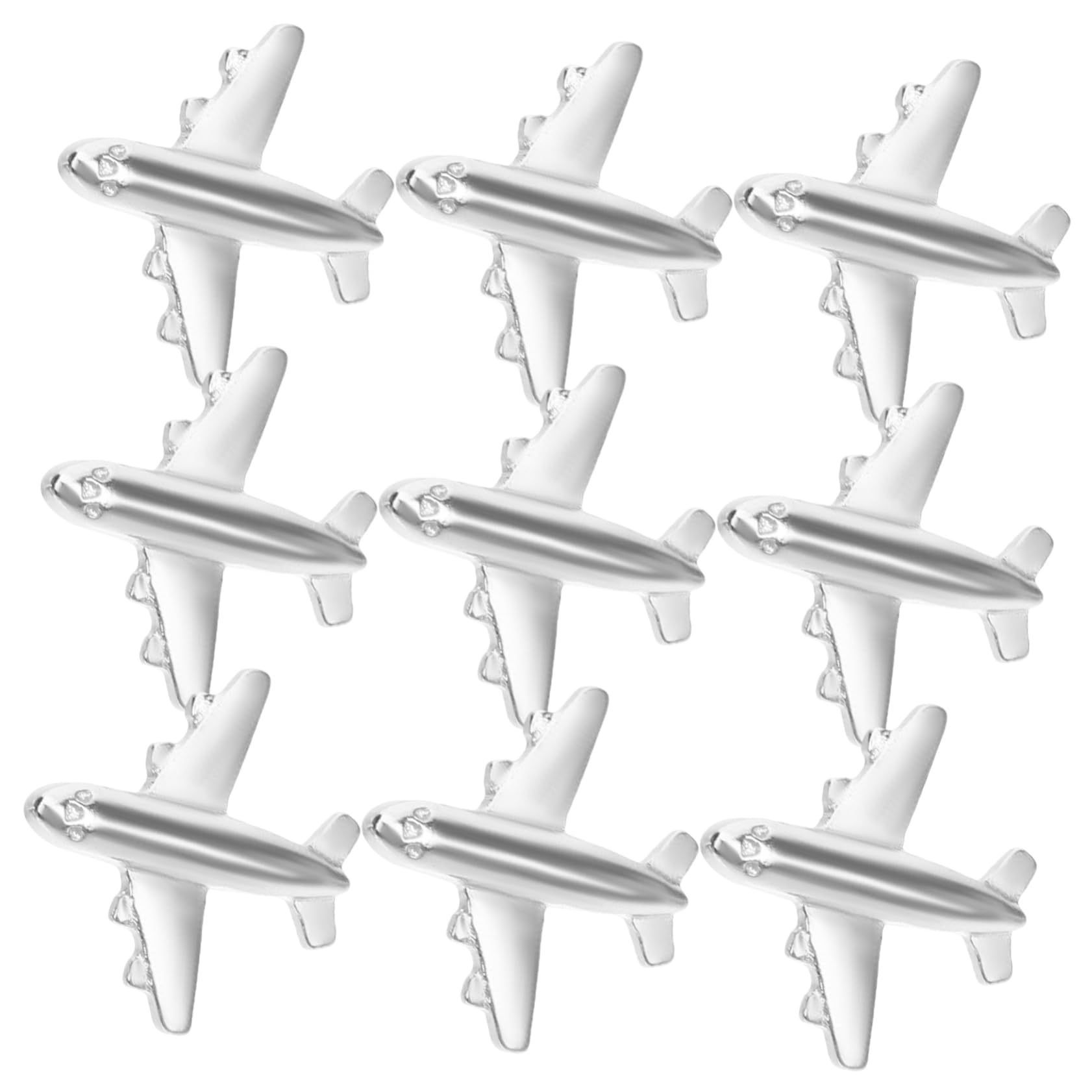 Chinchetas Decorativas de Metal Efecto Decorativo Forma de Avión Color Plata 12 Unidades Material Acero y Fijación Segura para Mapas y Calendarios