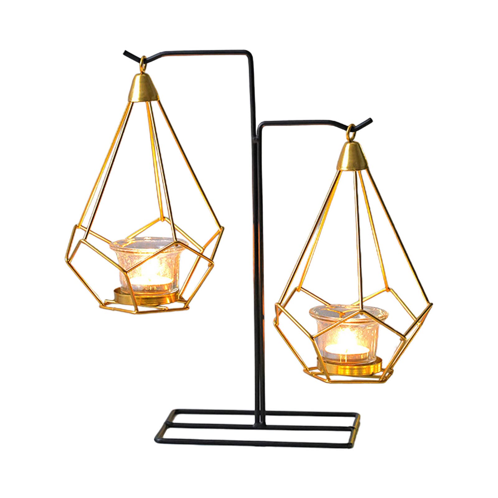 Tsophreniq Nordic Geometric Metal Hanging Candlestick Wrought Iron Holder for Home Wedding Dining Table Decoration Holder for Wedding Table